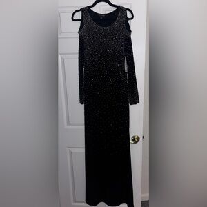 Black Sequin Bell Sleeve Cocktail Dress